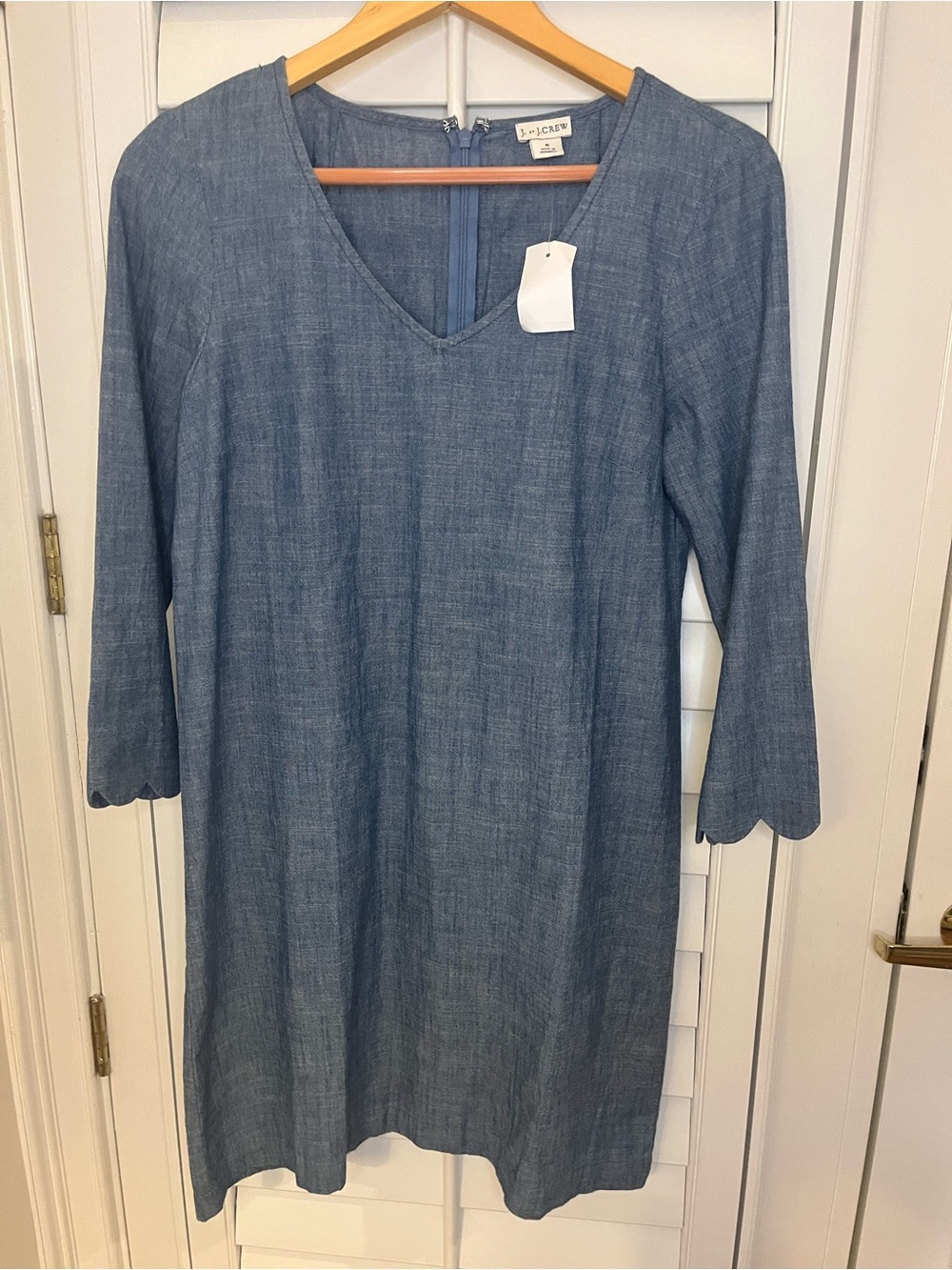 J. Crew Denim-Style V-Neck Midi Dress in Blue Size 6